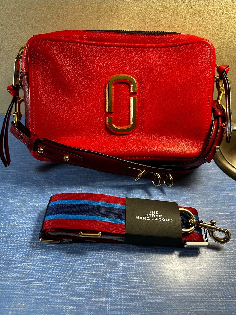 Marc Jacobs Softshot 21 Red Leather Crossbody Bag + 2 Straps Authentic